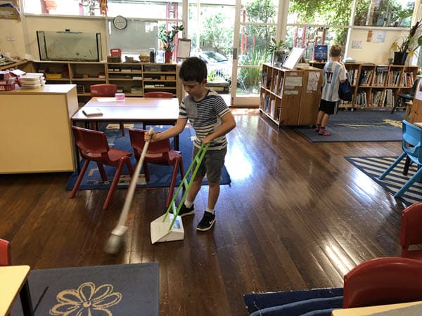 Primary - cleaning the classroom at the end of the day